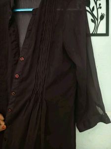 wine Sheer Button-Up shirt