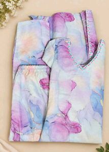 Elegant Watercolor Print Suit Set