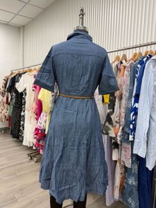 Denim Tiered Midi Dress