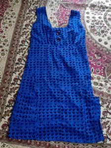 Blue Heart Print Sleeveless Dress