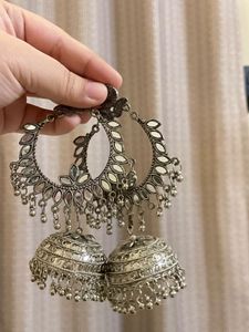 Bohemian Jhumka Earrings with Mirror