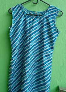 Blue Striped Sleeveless Kurta