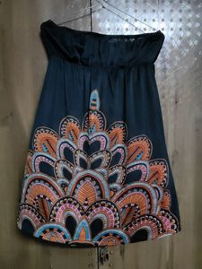 Patterned Strapless Mini Dress