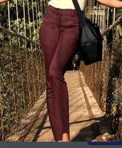 Burgundy High-Waisted Jeans