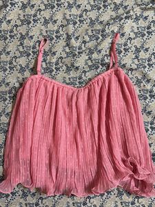 Pink Pleated Cami Top