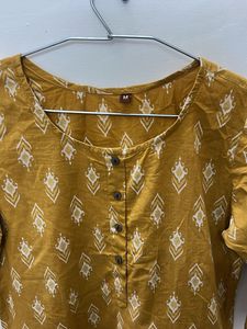 Mustard Printed Kurta