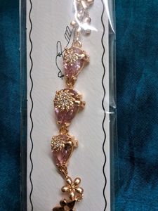 Elegant Rose Gold Bracelet with Pink Gems