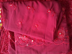 Elegant Red Embroidered saree