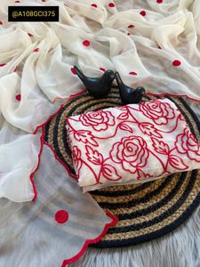 Polka dotted White Saree