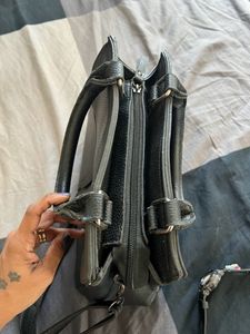Black Structured Satchel Bag