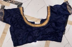 Elegant Navy Blue Floral Georgette/Chiffon Saree w