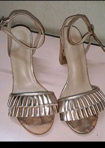 🏷️Rose Gold Block Heels By AJIO with flaws