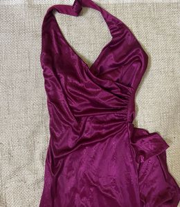 Elegant Halter Neck Ruffled Gown