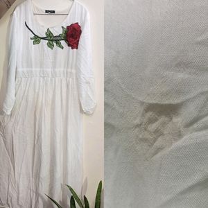 White Rose Embroidery Gown
