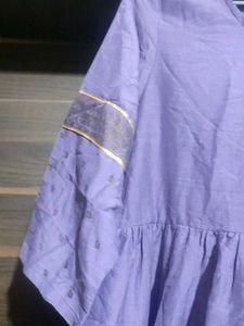 Purple Kurta Set with Golden Border