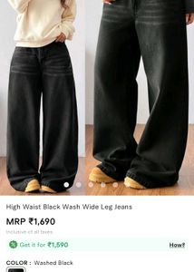 Black Wash Wide Leg Jeans