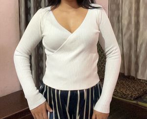 Cream Wrap Long Sleeve top