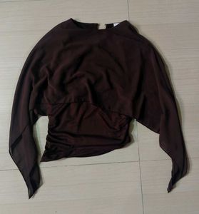 Savana Chic Brown Batwing Sleeve Top