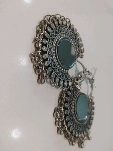 Oxidized Mirror Jhumka Earrings