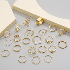 Assorted Gold Tone Stackable Rings Set of 22