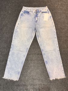 Zara High-Waisted Double Button Acid Wash Jeans