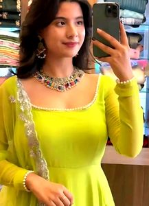 Flared Anarkali Gown With Embroidered Dupatta