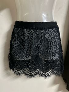 Black Lace Ethnic Mini Skirt