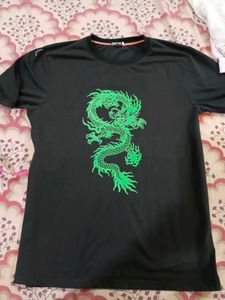 Black Tee with Green Dragon Graphic Men