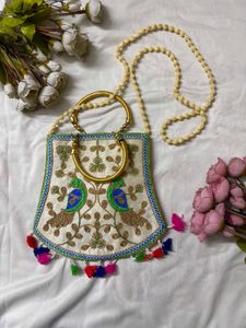 Embroidered Peacock Ethnic Bag