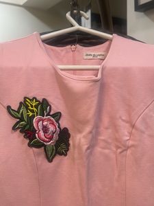 Cute Pink Embroidered Sleeveless Dress