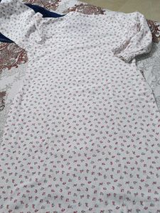 White Kurta with Small Floral Print