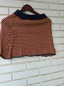 Chic Geometric Knit Mini Skirt