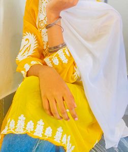 Yellow Embroidered Kurta