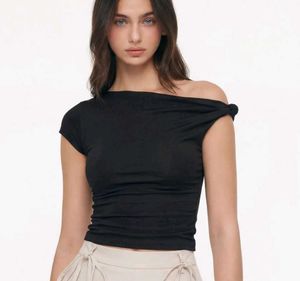 Chic Black One-Shoulder Twist Top