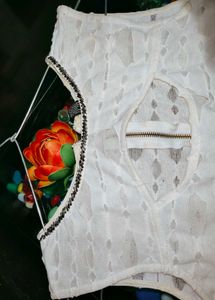 White Cut-Out Crop Top