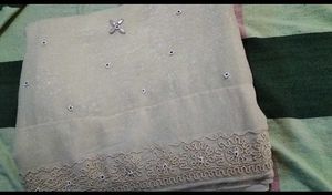 🔥hand work silver saree 💕