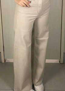 Cream Wide Leg Jeans