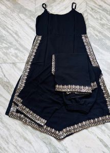 Elegant Black Kurta Set with Gold Embroidery