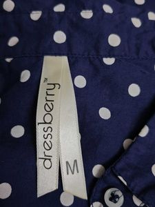 Dressberry cotton Chic Navy Polka Dot shirt