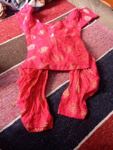 Pink Ethnic Kurta Set with Gold Print