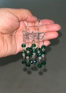 Handmade Butterfly & Green Crystal Earrings✨💚