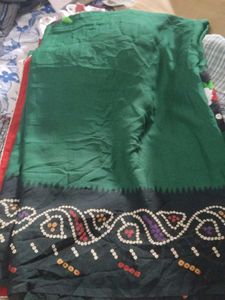 Green Saree with Bandhani Border