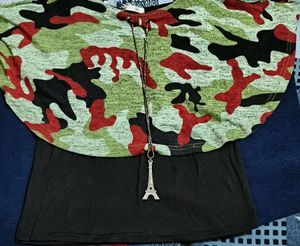 Army Design Top And Necklace Stylish