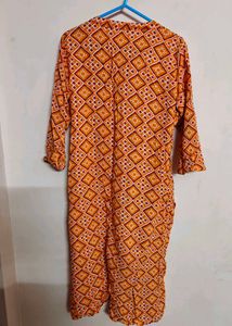 Orange Geometric Print Kurta