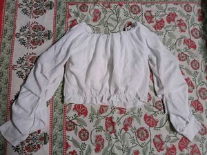 White Ruffled Cropped Blouse