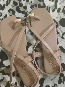 Elegant Women's Beige Flat Sandals