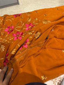 Elegant Floral Embroidered Saree
