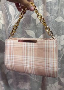 Chic Plaid Clutch with Gold Chain