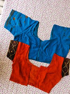 Set of 2 Embroidered Silk Blouse and chiffon