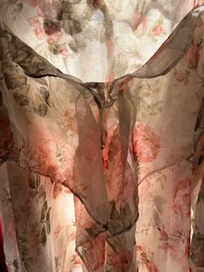 Floral Ruffle Chiffon Cold Shoulder Top
